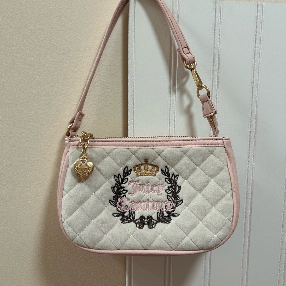 Juicy Couture Quilted Pink & Cream mini Shoulder Bag